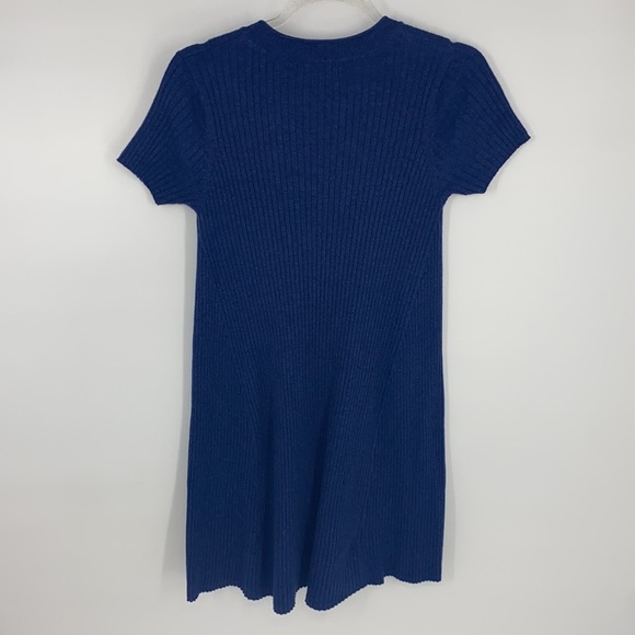 Zara Knit Women's Blue Ribbed Knit Short-Sleeve Crew Neck Dress size Medium - Picture 7 of 7